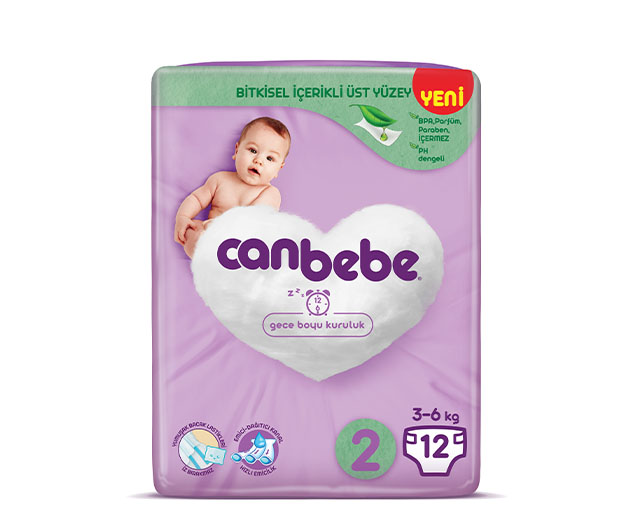 Canbebe N2 ბავშვის საფენი 3-6კგ 12 ცალი|Canbebe N2 baby diaper 3-6 kg 12 pcs