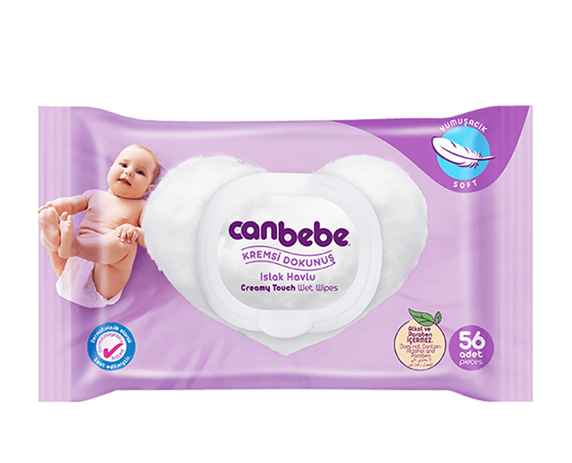 Canbebe cream touch სველი საწმენდი 56 ცალი