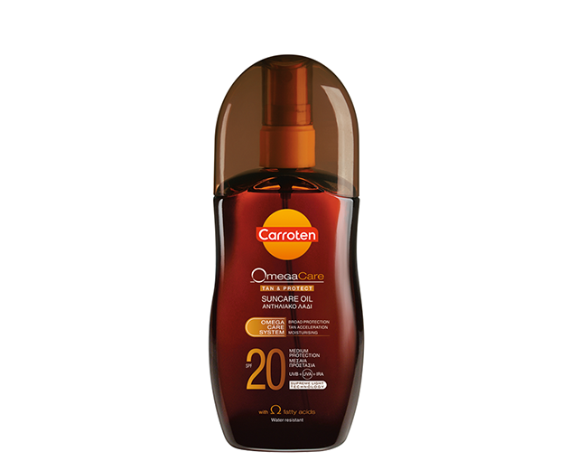 Carroten გასარუჯი & მზისგან დამცავი ზეთი SPF 20 125 მლ (ომეგა ზრუნვა)