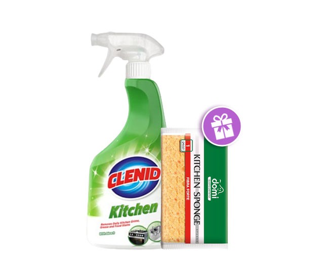 CLENID სამზარეულოს სპრეი 750 მლ+DOMI ღრუბელი 1ც