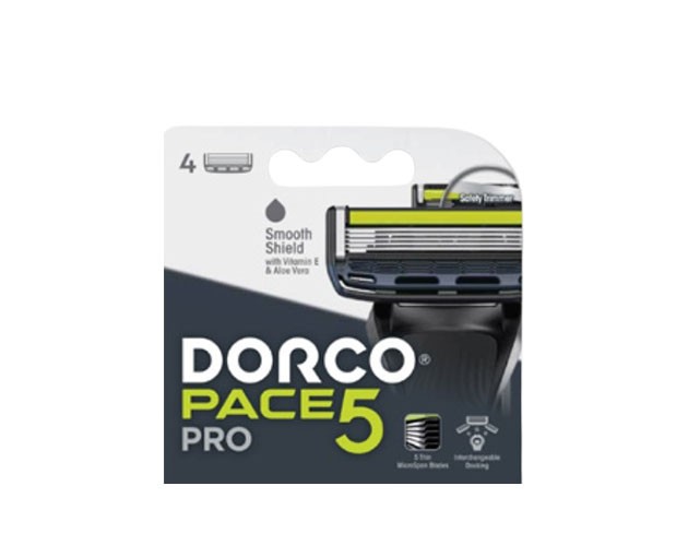 Dorco მამაკაცის საპარსის დანადგარის კარტრიჯი 5 პირიანი 4 ცალიანი