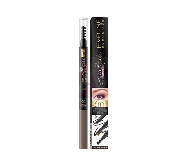 EVELINE Multifunctional Eyebrow Styler 3-1 Deep Brown 02