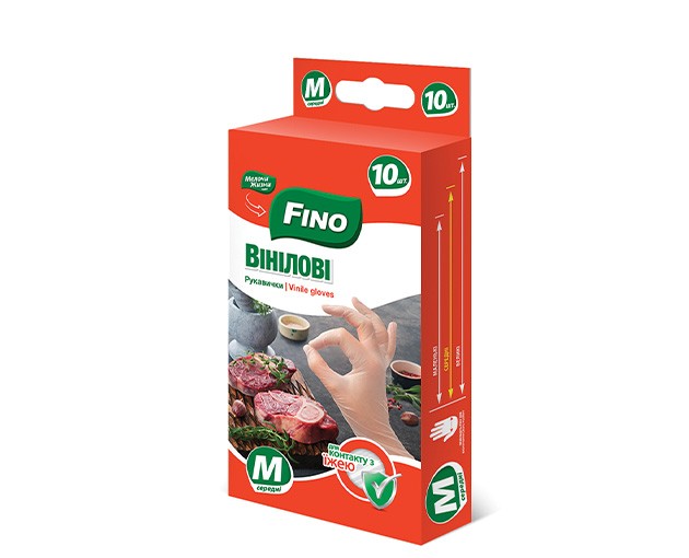 FINO disposable Vinyl gloves M for meat and fish 10 pcs
