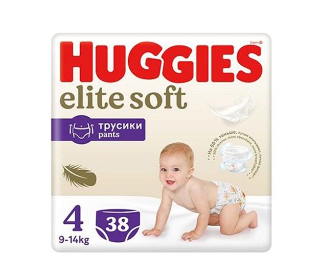 HUGGIES N4 ბავშვის ტრუსი ელიტ სოფტი 9-14კგ