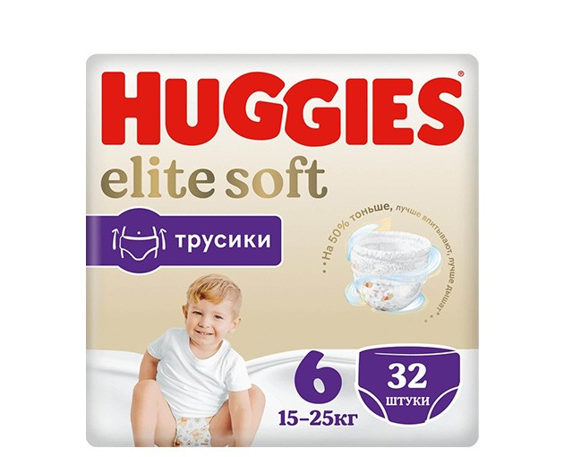 HUGGIES N6 ბავშვის ტრუსი ელიტ სოფტი 15-25კგ