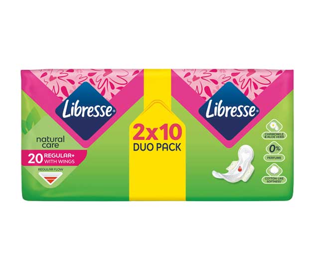 Libresse ჰიგიენური საფენი 4 წვეთიანი Natural Care 20ც