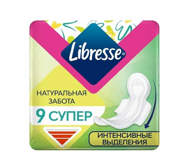 Libresse ჰიგიენური საფენი 5 წვეთიანი Natural Care Super 9ც 