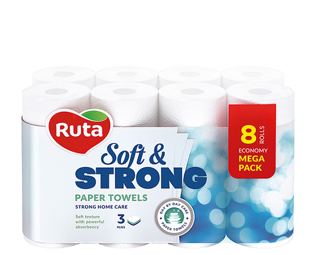 Ruta Soft & Strong 3 ფენიანი სამზარეულოს ხელსახოცი 8 ცალი
