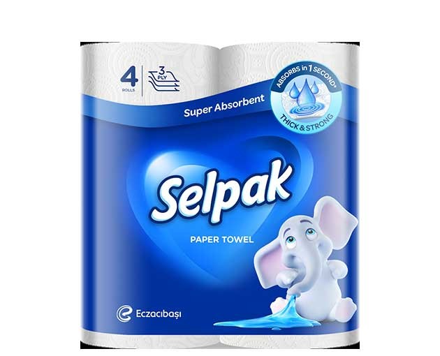 SELPAK 3 ფენიანი სამზარეულოს პირსახოცი 4 ცალი