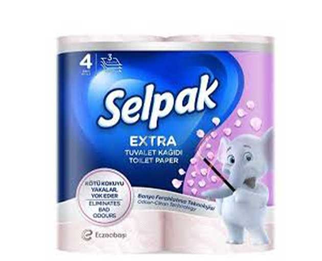 SELPAK 3 ფენიანი ტუალეტის ქაღალდი ექსტრა 4ც