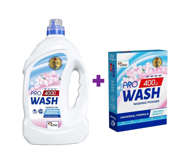 PRO WASH Universal Washing Gel 4L + PRO WASH Universal Washing Powder 400g