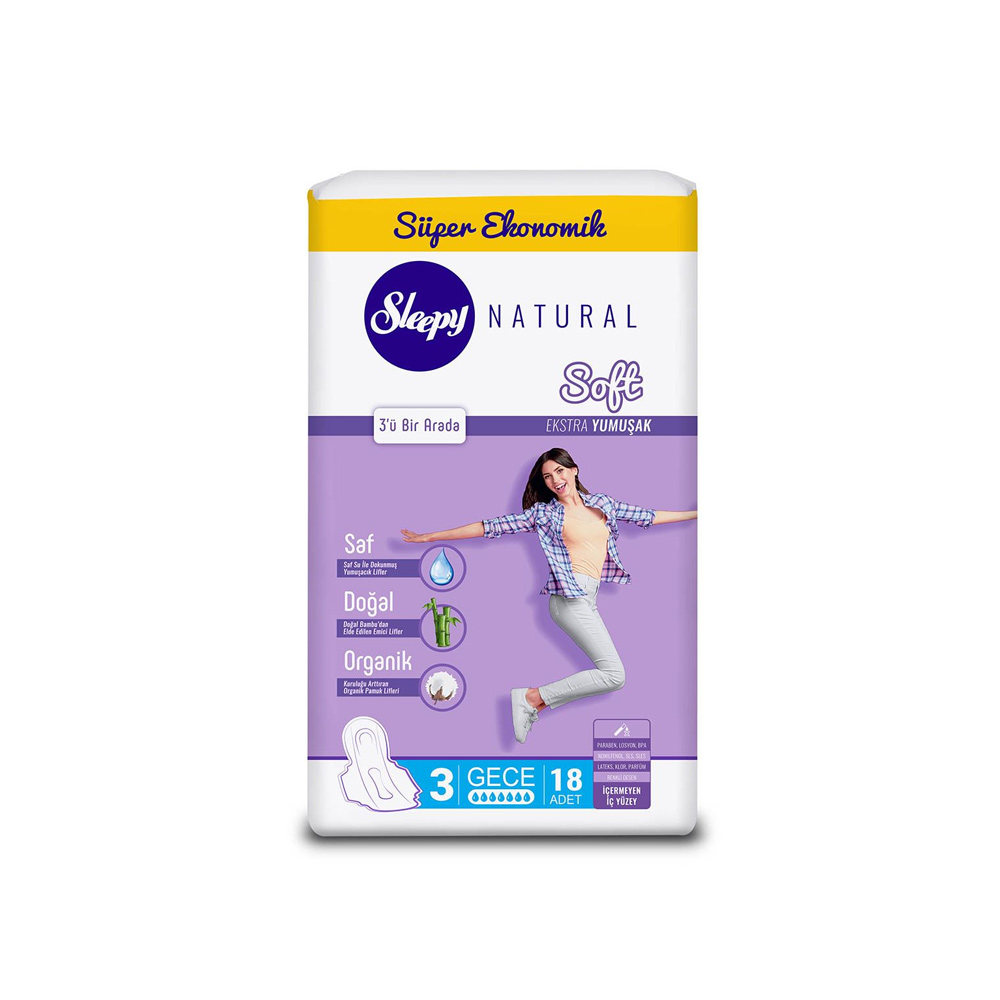 Sleepy Natural Soft ჰიგიენური საფენი ღამის