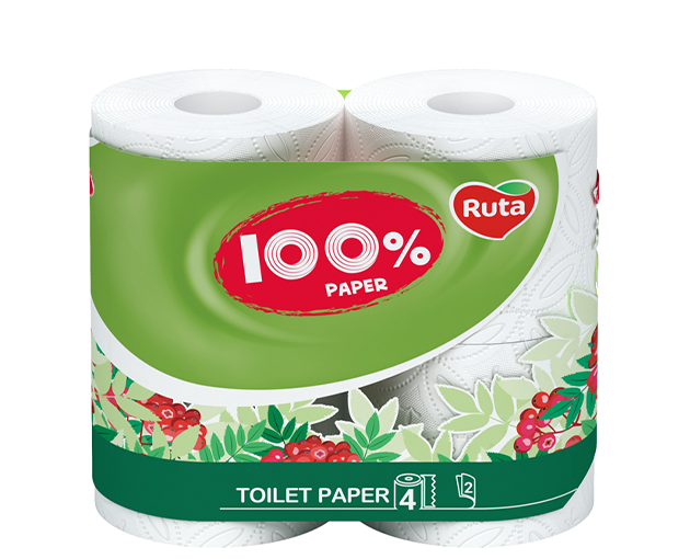 2 ფენიანი ტუალეტის ქაღალდი 100% paper 4 ცალი